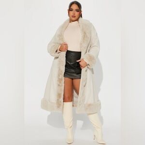 Faux Fur Winter Trench Coat - NWT